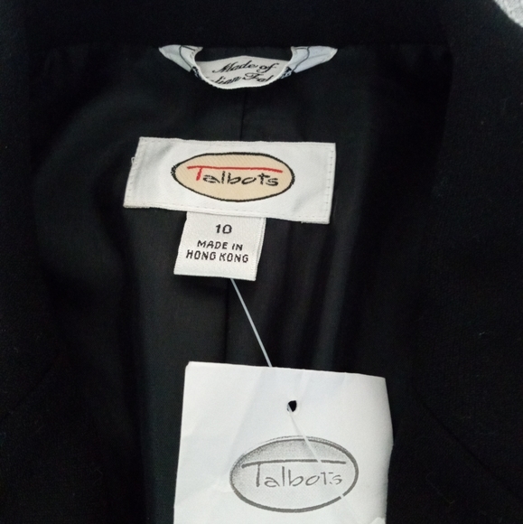 NEW TALBOTS BLACK WOOL 3 BUTTON LINED BLAZER SIZE 10. - Picture 3 of 11